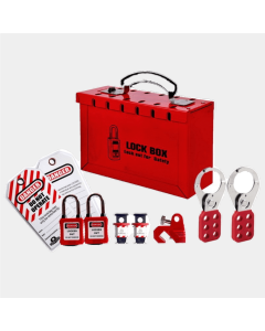 LT-Group6 ล็อคเอาท์แทคเอ้าท์ อุปกรณ์ล็อคระบบไฟฟ้าเบื้องต้น พร้อมกล่องใส่ Lockbox 1ชุด 18ชิ้น