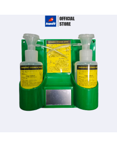 ขวดล้างตาฉุกเฉิน พร้อมแท่นวาง 1ชุด 2ขวด ความจุ500มล. มีกระจก สีสันสดใส Emergency Eyewash Station