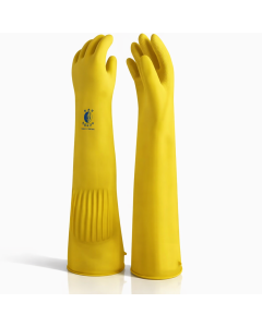 ถุงมือยางพารา สีเหลือง ความยาว 26 นิ้ว ถึงหัวไหล่ ป้องกันของเหลว