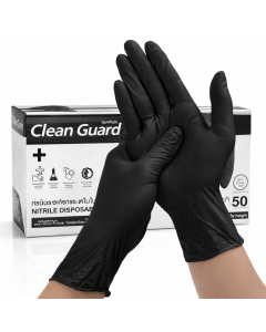 ถุงมือไนไตร Cleanguard สีดำ ใช้ในอาหาร สินค้าดี ราคาถูก (บรรจุ 50ชิ้น/กล่อง) ไซต์ S / M / L
