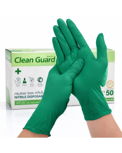ถุงมือไนไตร Cleanguard สีเขียว ใช้ในอาหาร สินค้าดี ราคาถูก (บรรจุ 50ชิ้น/กล่อง) ไซต์ S / M / L