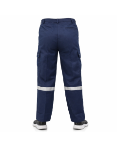 กางเกงช็อปช่าง ช่างไฟฟ้า แถบสะท้อนแสง1แถบ ทรงกระบอกเล็ก กันสะเก็ดไฟ ผ้าคอมทวิว กระดุมทองเหลือง