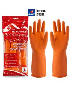 ถุงมือยาง ลาเท็กซ์ Asguard ขนาด 22 มม. x 12 นิ้ว สีส้ม มาตรฐานเกาหลี สัมผัสอาหารได้ Food grade