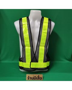 เสื้อจราจร สีเหลืองคาดแถบสะท้อนแสง V2